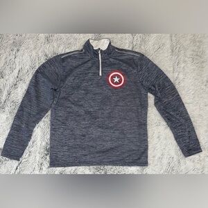 Marvel Captain America Mens Size Small Blue Long Sleeve Pullover 1/4 Zip